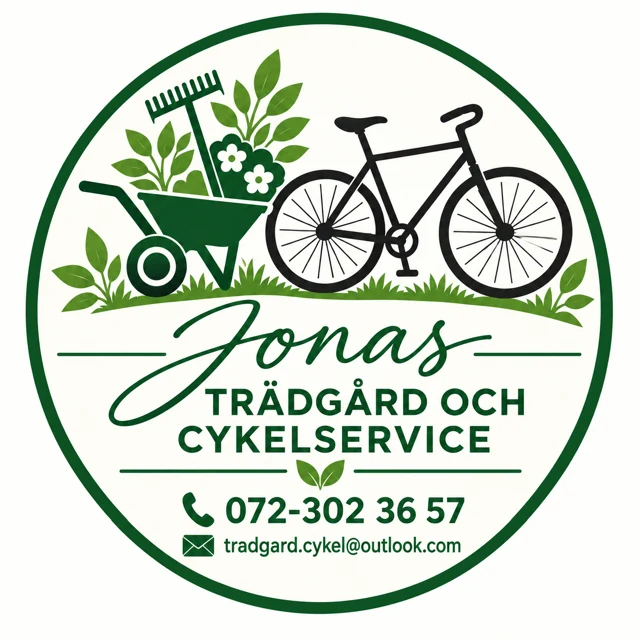 Jonas trädgård och cykelservice – företagets logotyp